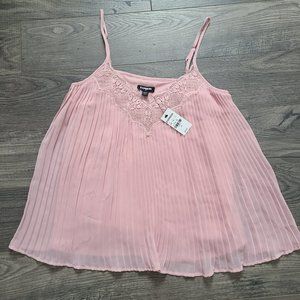 Pleated Lace Trim Cami XS